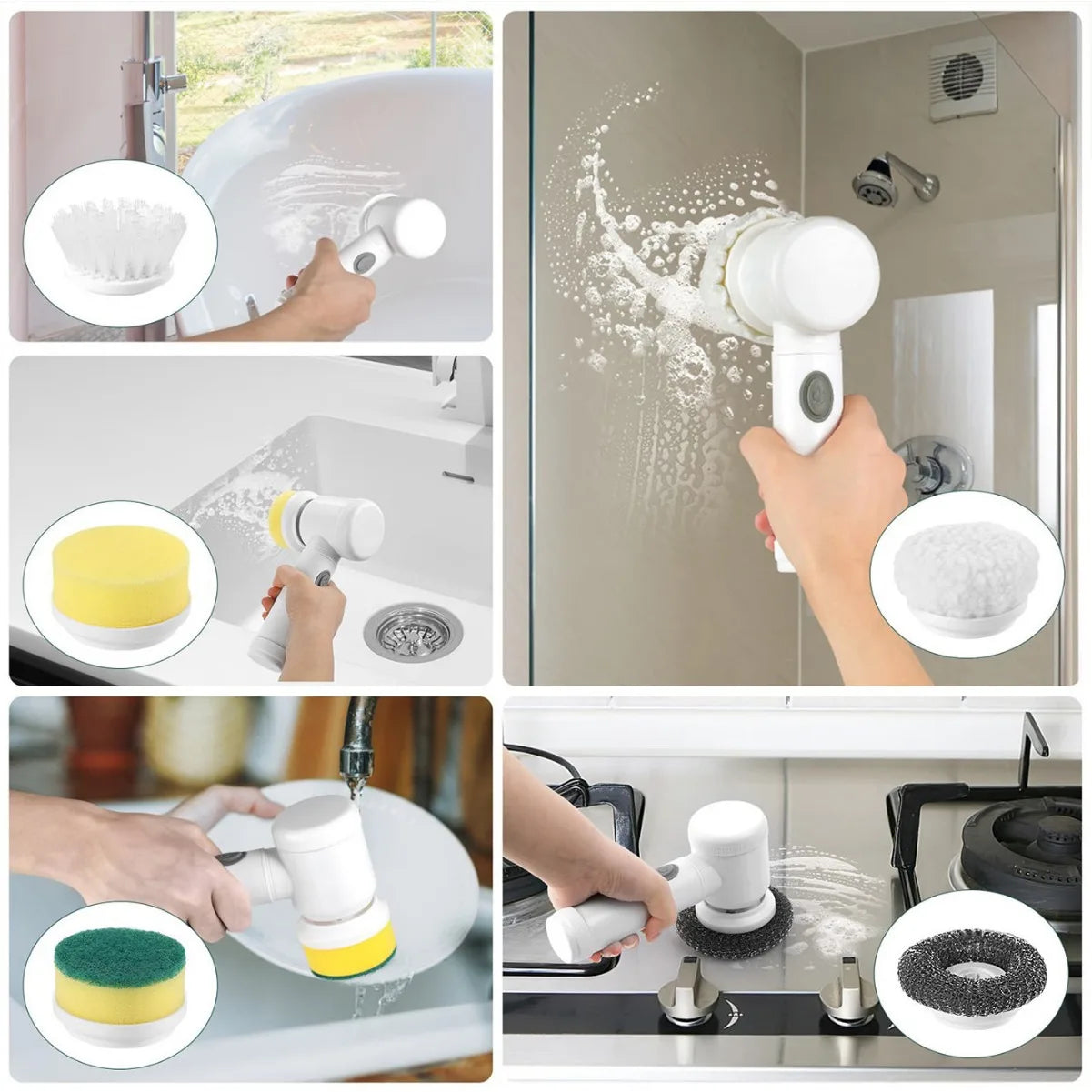 Electric Spin Scrubber With Replaceable Brush Heads Power